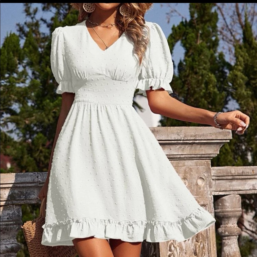 SHEIN white dress with small sleeves